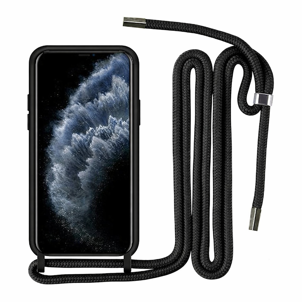 Θήκη Πλάτης Σιλικόνης με Λουράκι για Samsung Galaxy S24 Ultra - Χρώμα: Μαύρο